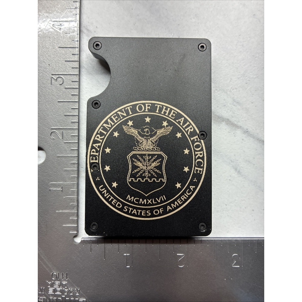 Metal Slim Department Of The Air Force Logo RFID Blocking Wallet